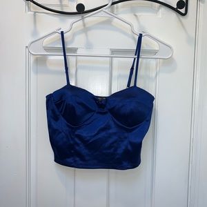 Royal Blue satin crop top.